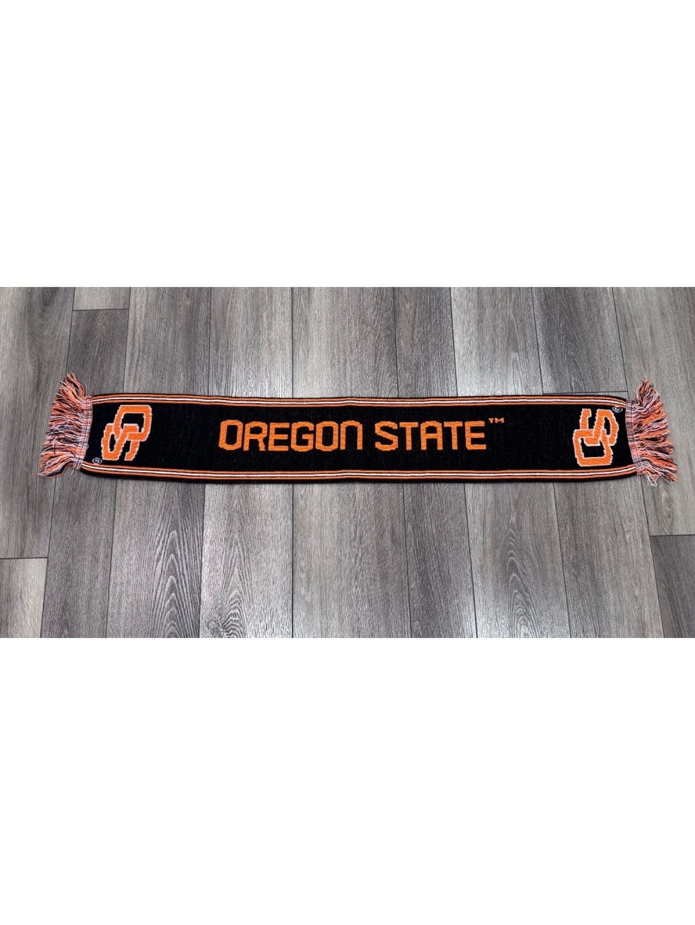 Oregon State Knit Scarf with Logo and Fringe